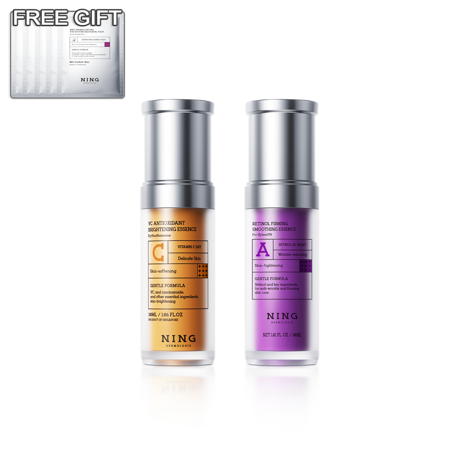Vitamin C + Retinol Serum Set with Niacinamide, Ethyl Ascorbic Acid & Peptides