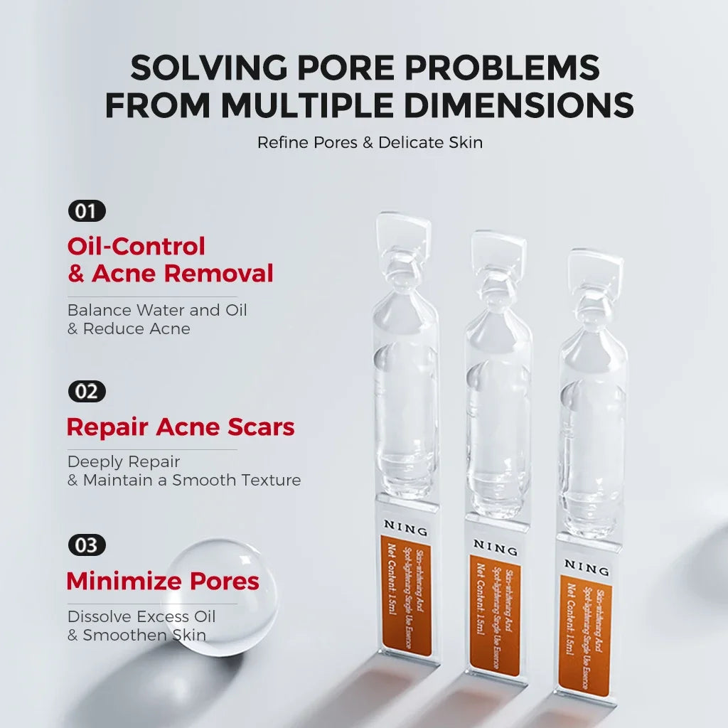 Anti-Acne Skin Repair Serum 1.5ml x 20 Single-Use Essence with 2% Encapsulated Salicylic Acid, Niacinamide & Soothing Complex