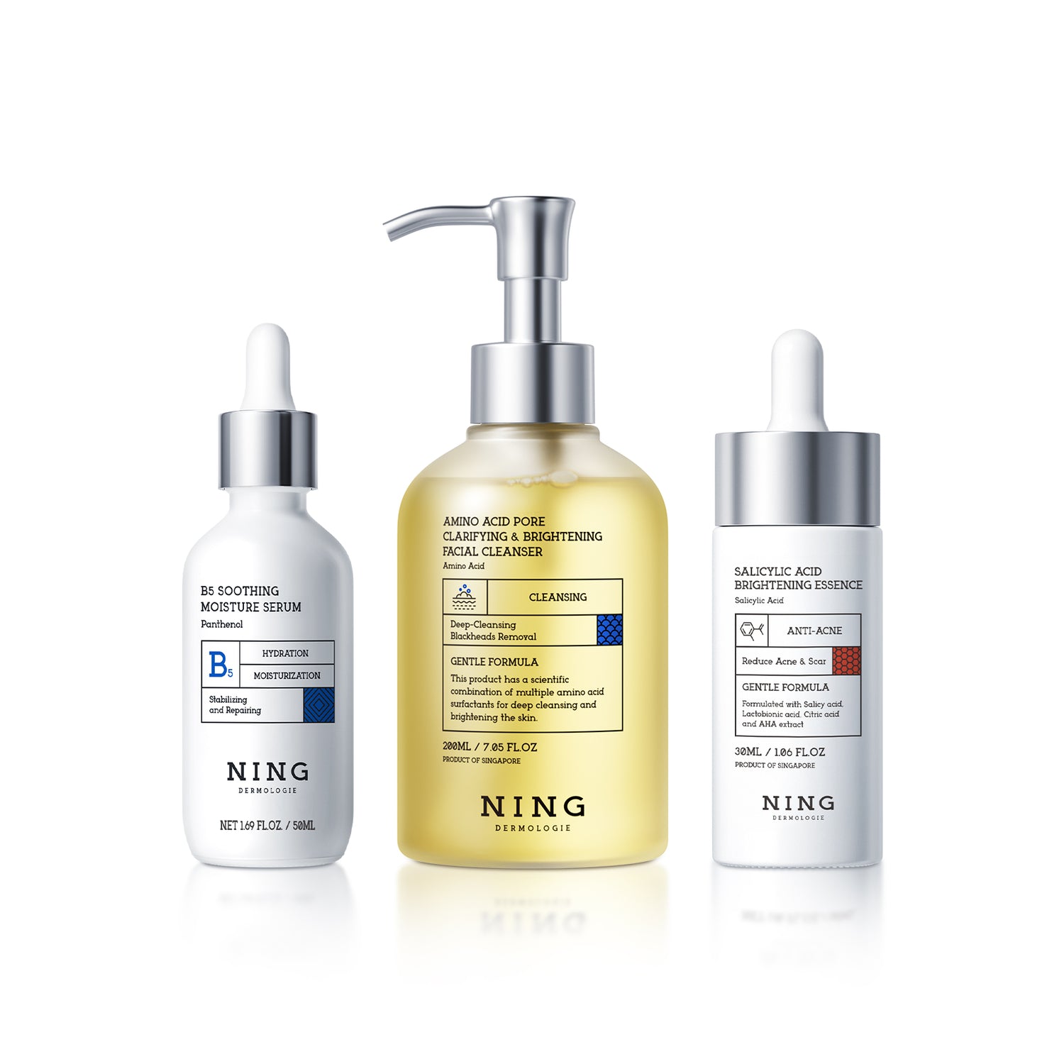 NING DERMOLOGIE Acne-Clarifying & Barrier Recovery System - Cleanser, Serum
