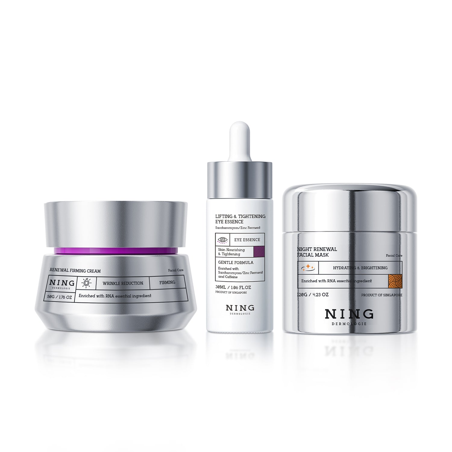 NING DERMOLOGIE Overnight Radiance Recovery Routine - Mask, Eye Essence, Cream