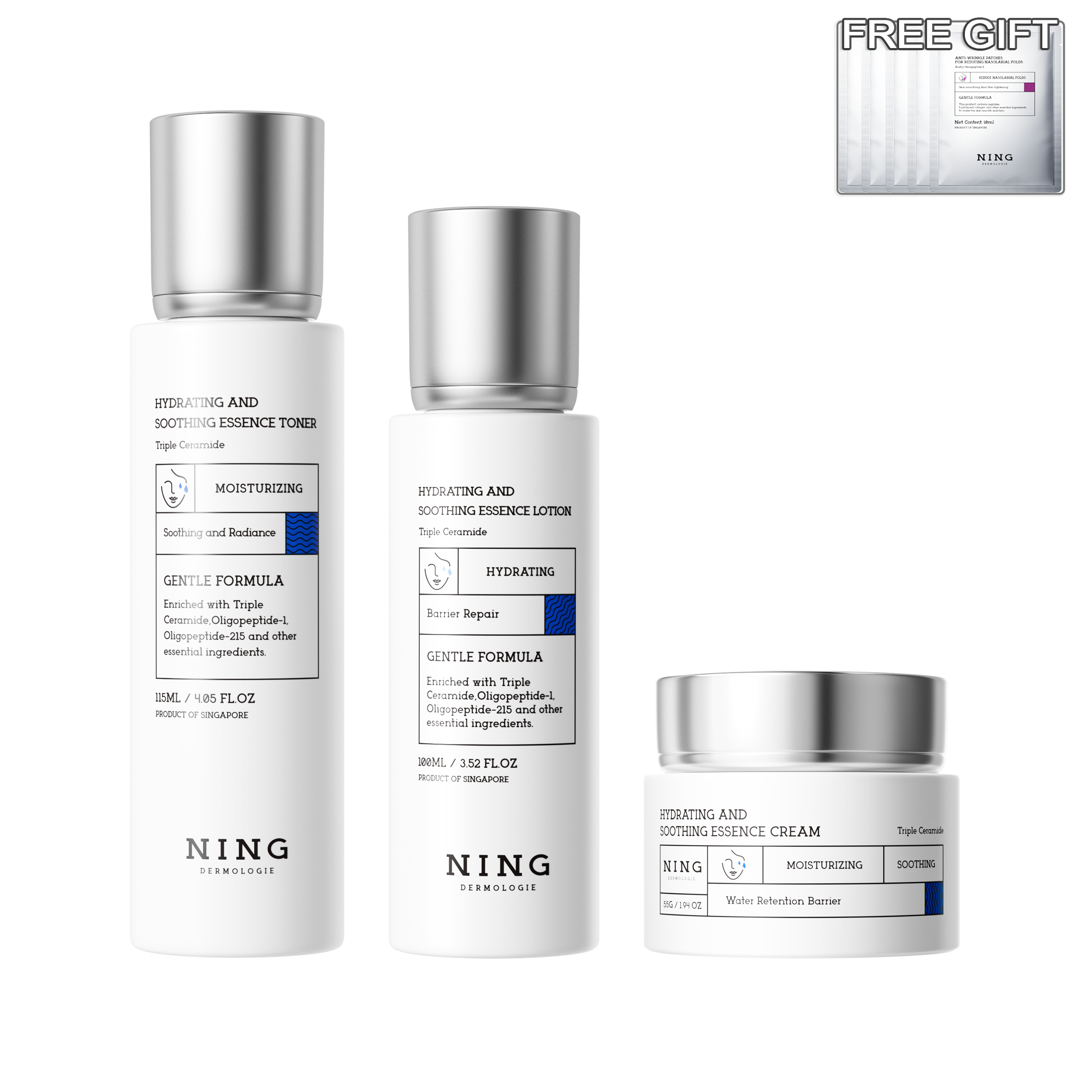 Hydrating & Soothing System - Toner, Lotion, Cream