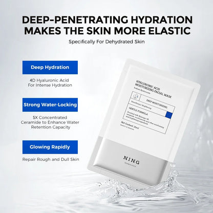 Hyaluronic Acid 4D Hydration Brightening Moisturizing Facial Mask - 10 Piece