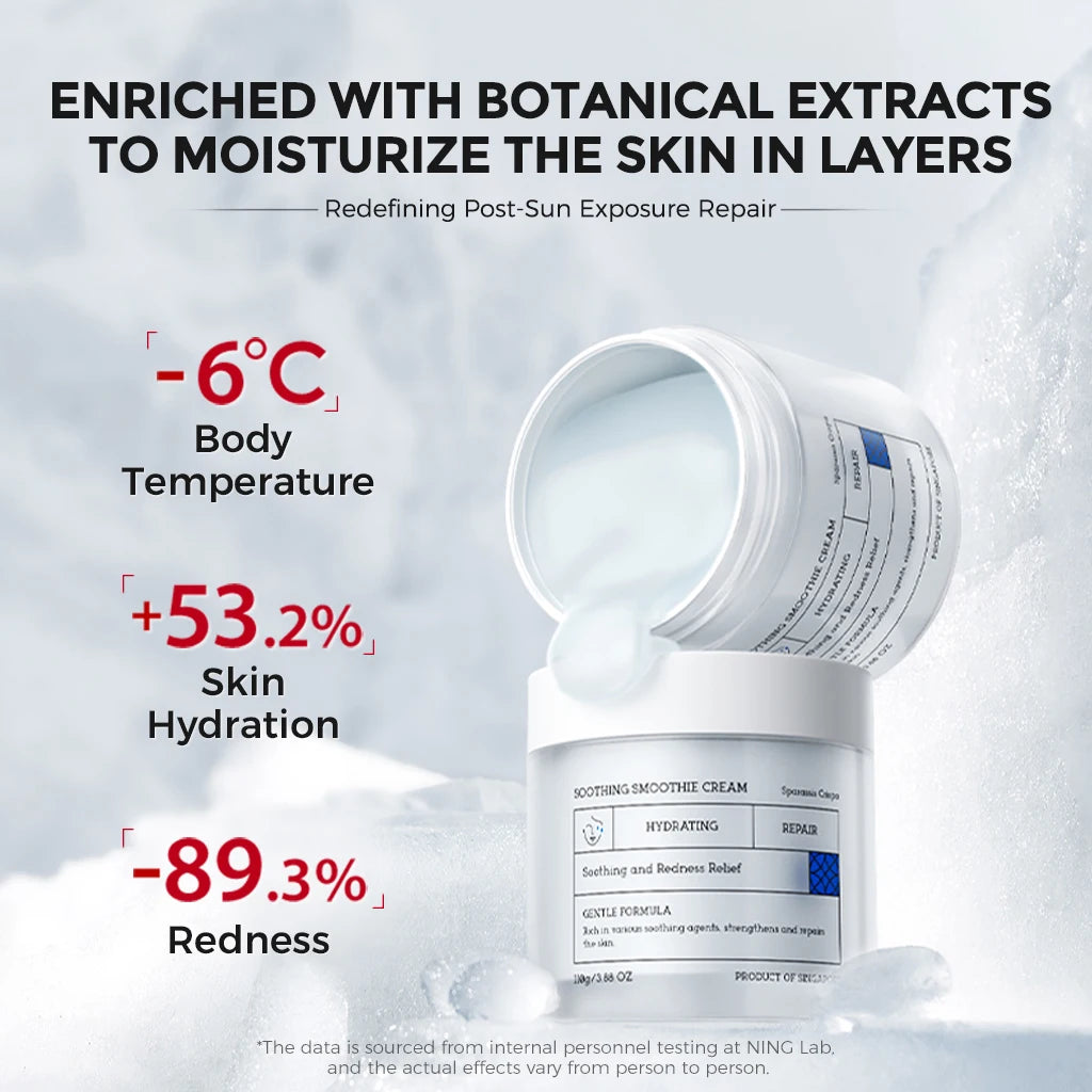 Soothing Smoothie Cream: Quickly cools and soothes, repairs daily damage, and nourishes the outer layer.