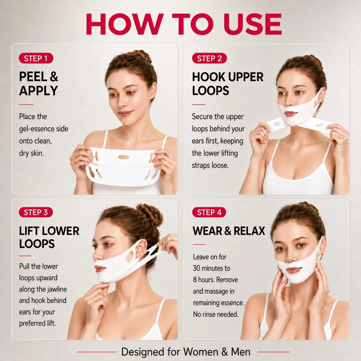 Dual-Ear Loop Peptide Lifting Mask